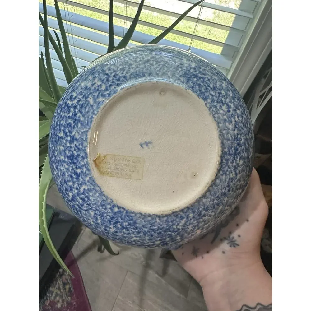 Gustin Co. Blue/White Ceramic Duck Pattern Batter Bowl